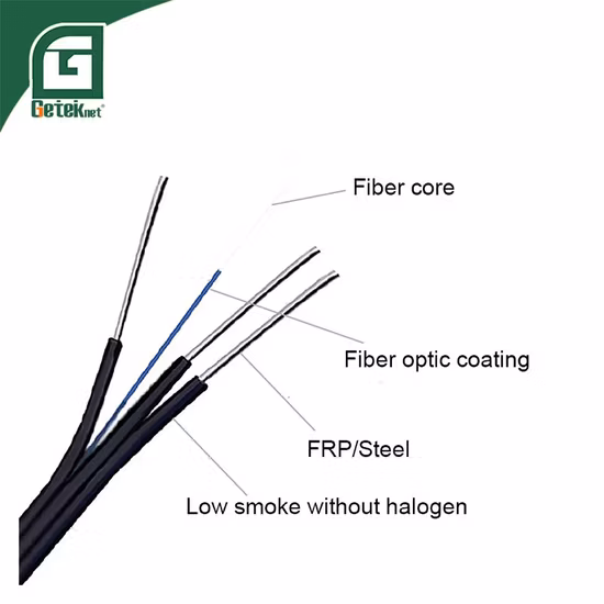 FTTH Indoor Outdoor 2 Core Self-Support Steel Wire Type Fiber Optic Cable Single Mode Drop Cable (GJYXFCH)